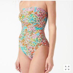 J.CREW Ruched Bandeau One Piece Swimsuit Rainbow Blooms 6